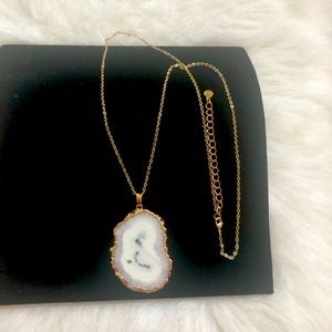 White Quartz Necklace with 26” Gold Plated Chain